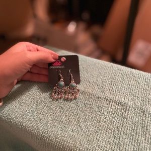 Paparazzi turquoise crackle dangle earrings